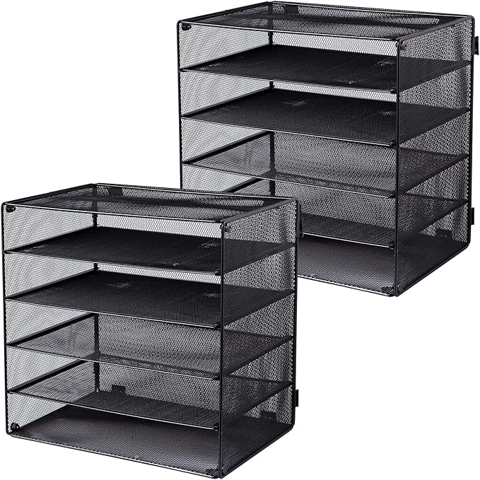EASEPRES 5 Slot Mesh Desk Organizer Tray, File Paper Letter Folder Holder by EASEPRES