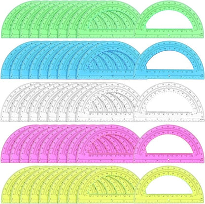 100 Pieces Protractors Bulk Plastic 180 Degrees 6 Inch Translucent Protractors by Unknown
