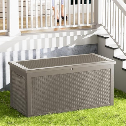 Decksplore 320 Gallon Outdoor Storage Box Waterproof Lockable Resin Deck Box - Image 2