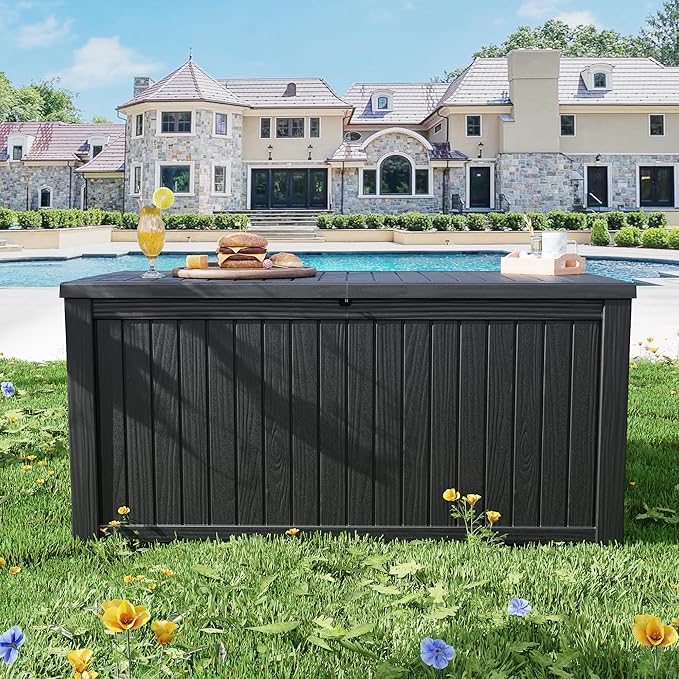 Decksplore Outdoor Storage Box Waterproof Large, 180 Gallon Lockable Resin Deck - Image 9