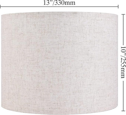 GO&SO Natural Linen Medium Drum Lamp Shades 13" Top x 13" Bottom x 10" High - Image 2