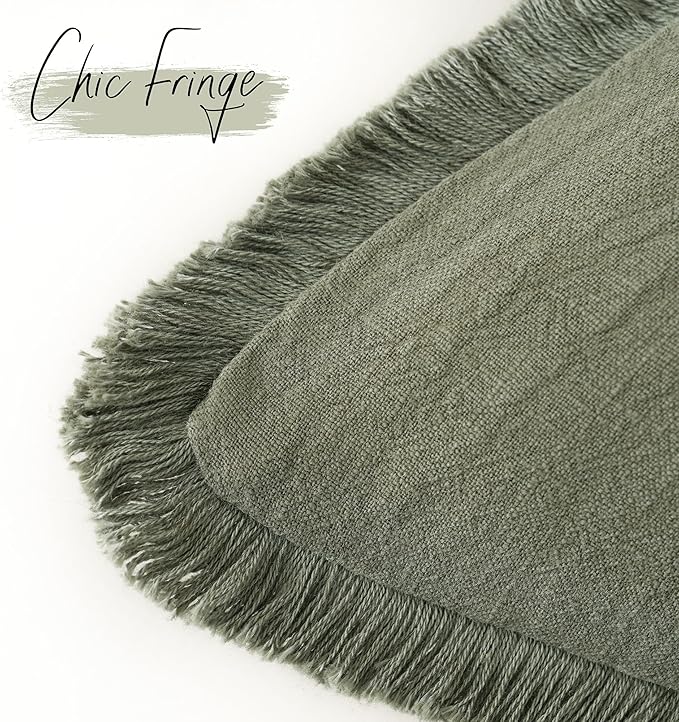 Foindtower Set of 2 Decorative Linen Fringe Lumbar Throw Pillow Covers Boho - Image 3
