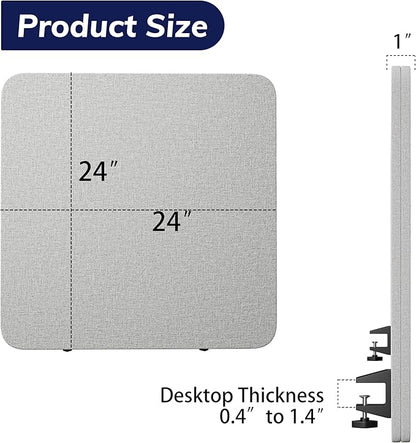 KERRAM Desk Privacy Panel 24 x 24 Inch, Sound Absorbing & Proof Desk Divider - Image 6