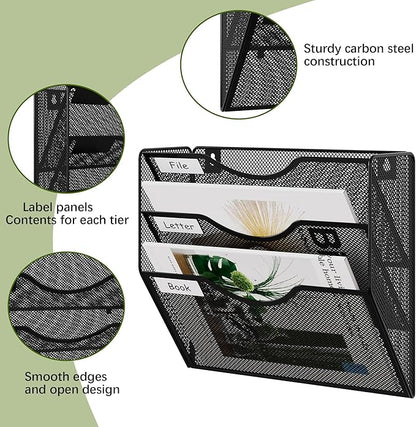 EasyPAG 3 Pocket Mesh Wall File Organizer, Hanging Paper Folder Holder - Image 3