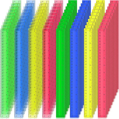 504 Pcs Rulers Bulk, 12 Inch Plastic Assorted Color Clear Rulers by Duchong