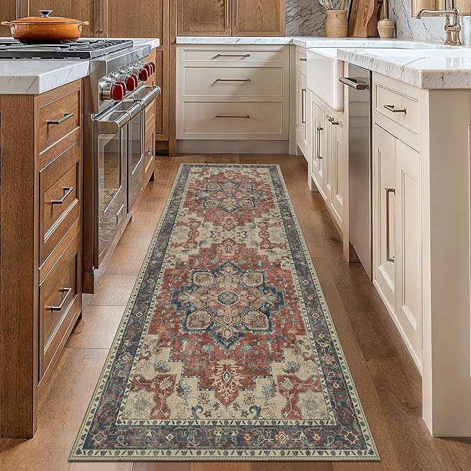 GENIMO 2'6''x10 Runner Rugs for Hallway, Machine Washable Non Slip Vintage Rugs - Image 2