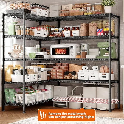 REIBII 1600LBS Storage Shelves 69.8''W Metal Shelving 5 Tier Wire Shelving Unit - Image 9