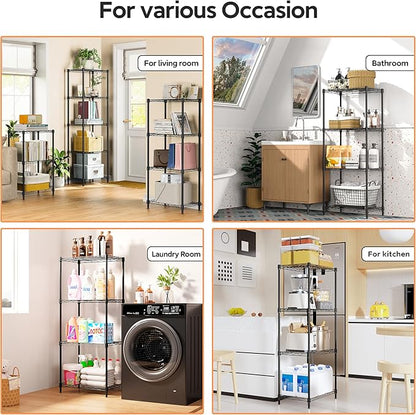 M MZG 4 Tiers Shelf Metal Storage Shelves Wire Rack Closet Organizers - Image 6