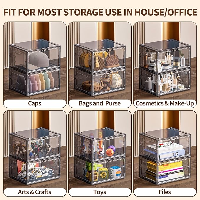 TOFWOF 10 Pack XX Large Shoe Organizer, Heavy-Duty Hard Thicken Plastic Clear - Image 8
