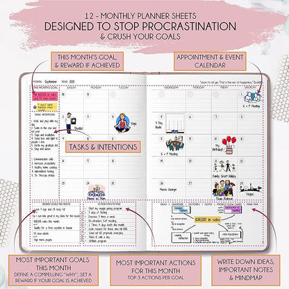 Life Planner - A 12 Month Journey to Crush Your Goals, Increase Productivity - Image 5