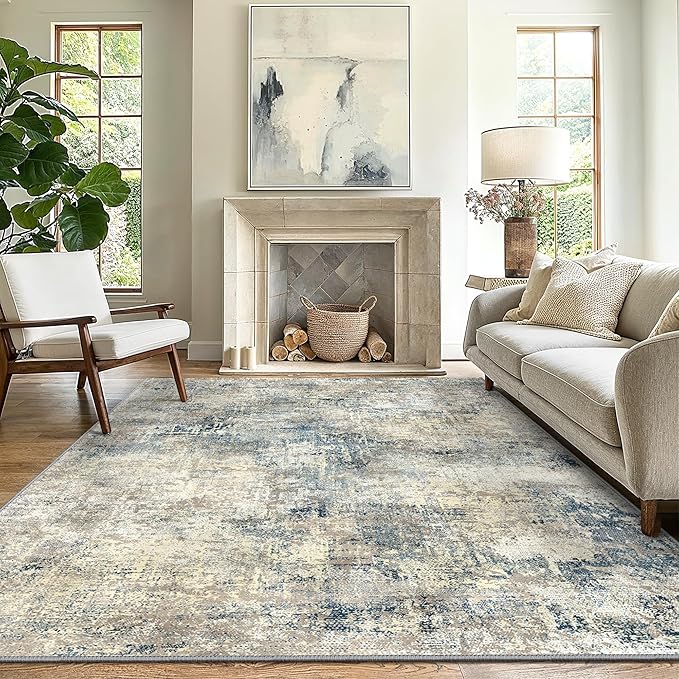 GENIMO Washable Area Rugs for Living Room, 10x14 Modern Non Slip Rugs, Low Pile by GENIMO