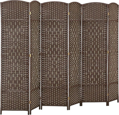 HOMCOM 6 Panel Room Divider, Hand-Woven Freestanding Wall Partition by HOMCOM
