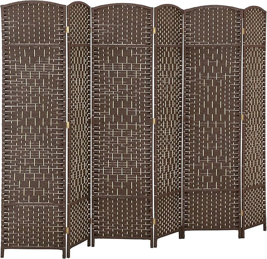 HOMCOM 6 Panel Room Divider, Hand-Woven Freestanding Wall Partition by HOMCOM