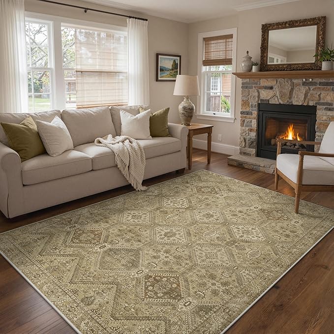 GENIMO 8x10 Area Rugs for Living Room, Machine Washable Non Slip Vintage Rugs - Image 2