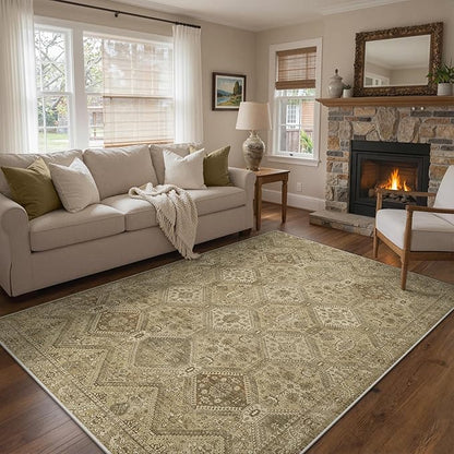 GENIMO 9x12 Area Rugs for Living Room, Machine Washable Non Slip Vintage Rugs - Image 2