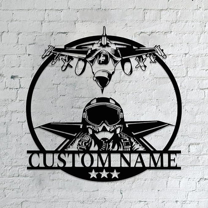 Personalized Metal Airplane Wall Art, Airplane Name Sign, Customized Pilot Name by Unknown