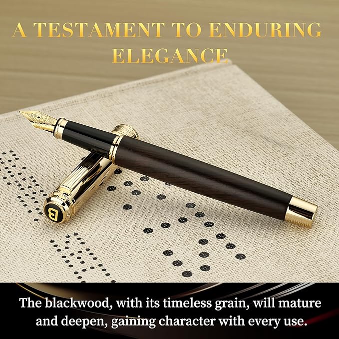 BEILUNER 316 Fountain Pen, Stunning Luxury Blackwood, 24K Gilded Nib, Gorgeous - Image 4