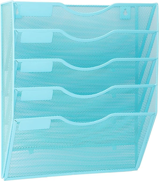 EASEPRES 5 Pocket Mesh Hanging Wall File Organizer, Wall Mounted Mail Paper by EASEPRES