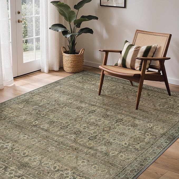 GENIMO 6x9 Area Rugs for Living Room, Machine Washable Non Slip Vintage Rugs by GENIMO