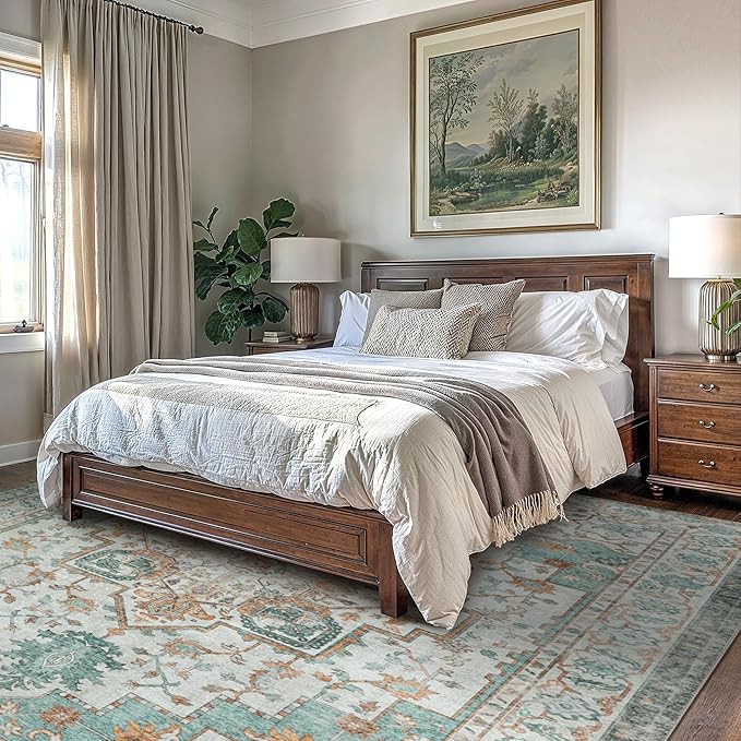 GENIMO 5x7 Area Rugs for Living Room, Machine Washable Non Slip Vintage Rugs - Image 3