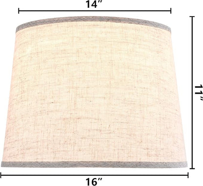 GO&SO Set of 2 Large Oatmeal Linen Drum Lamp Shade - Image 2