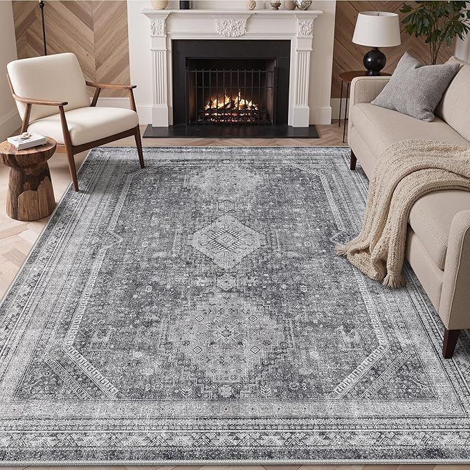GENIMO 6x9 Area Rugs for Living Room, Machine Washable Non Slip Rugs, Low Pile by GENIMO