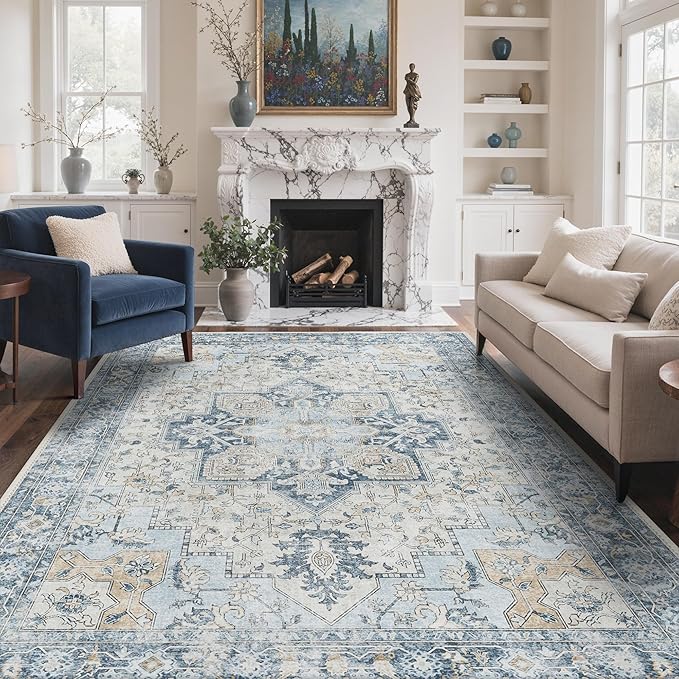 GENIMO 6x9 Area Rugs for Living Room, Non Slip Machine Washable Rugs, Low Pile by GENIMO