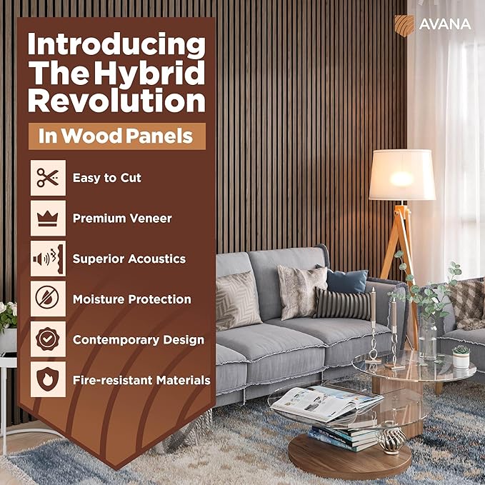 Avana Modern Acoustic Wood Wall Panels – 94.4 X 12.6 Inch Walnut Acoustic - Image 2