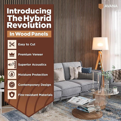 Avana Acoustic Wood Wall Panels – 47.2 X 12.6 Inch Walnut Acoustic Panels 2 PCs - Image 2