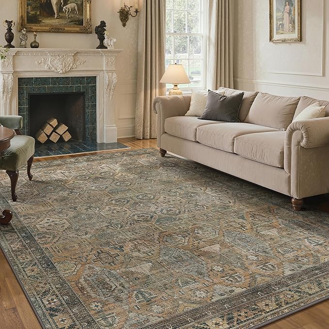 GENIMO 6x9 Area Rugs for Living Room, Machine Washable Non Slip Vintage Rugs by GENIMO