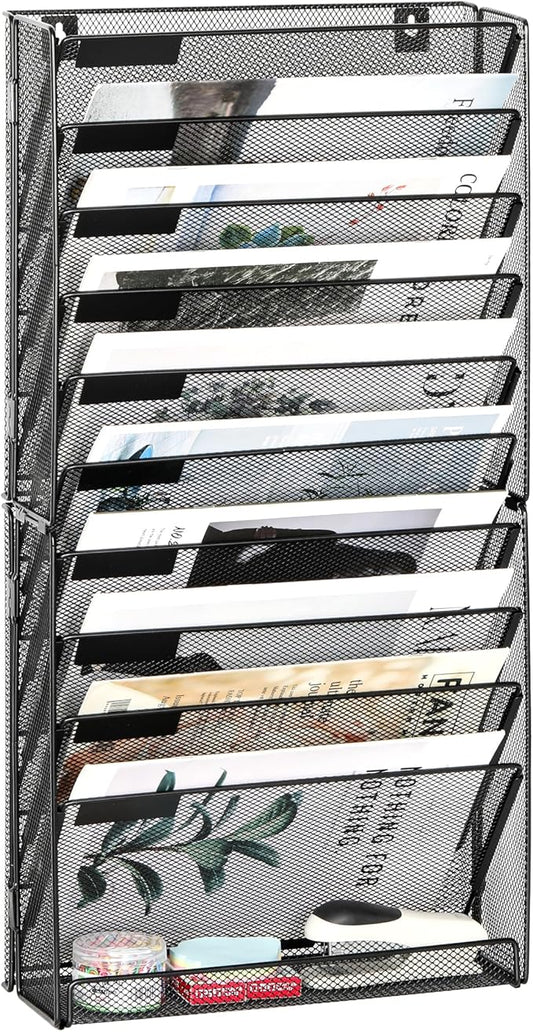 EasyPAG Wall File Holder 10 Tier Mesh Hanging Folder Organizer by EasyPAG