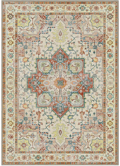 GENIMO 8x10 Area Rugs for Living Room, Machine Washable Non Slip Vintage Retro - Image 8