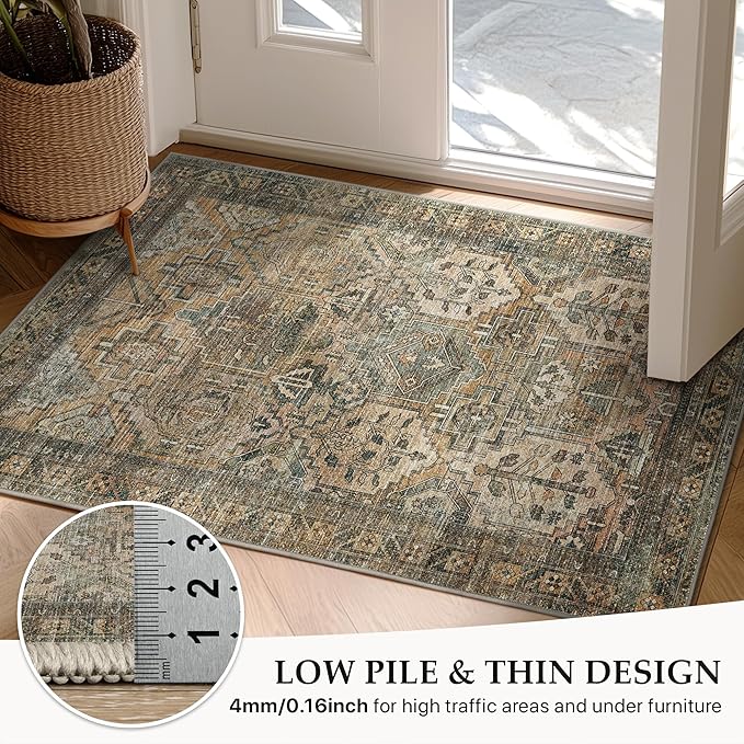 GENIMO 3x8 Runner Rugs for Hallway, Machine Washable Non Slip Vintage Rugs - Image 7