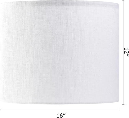 White Linen lampshades Large Drum Lamp Shade 16" Top x 16" Bottom x 12" High - Image 2