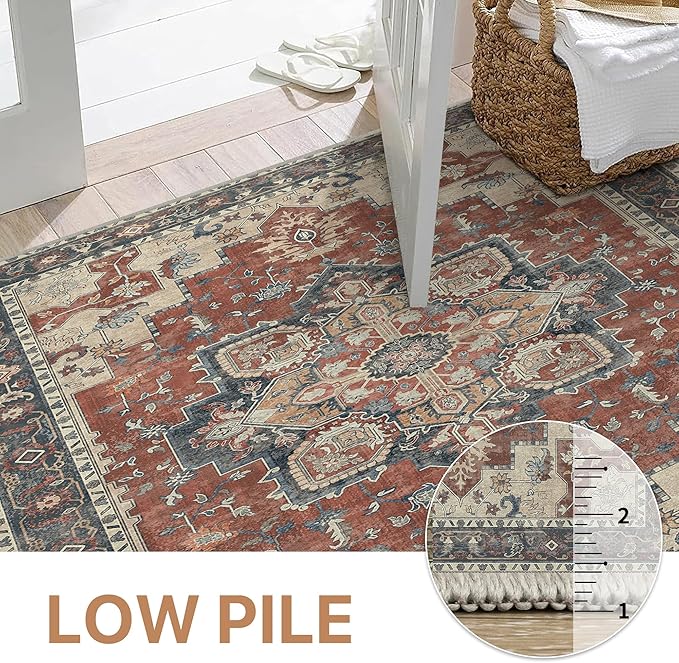 GENIMO 5x7 Area Rugs for Living Room, Machine Washable Non Slip Vintage Rugs - Image 4