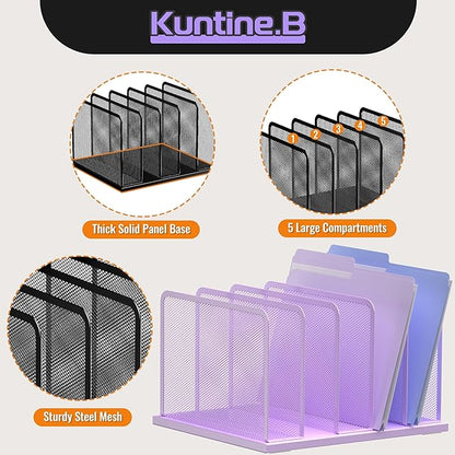 Kuntine.B Desk File Organizer Upright Mesh Desktop Organizer File Sorter Office - Image 4