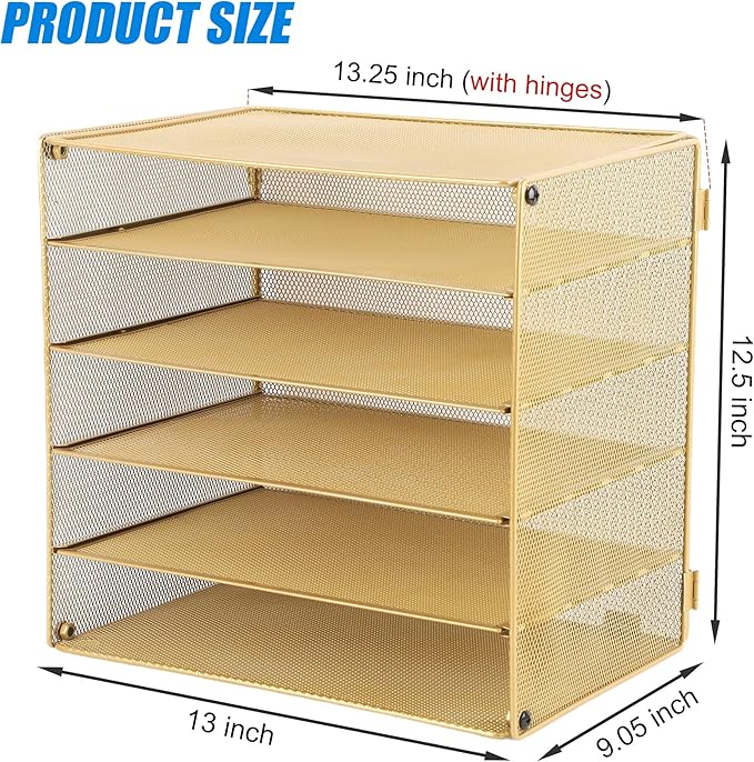 EASEPRES 5 Slot Mesh Desk Organizer Tray, File Paper Letter Folder Holder - Image 2