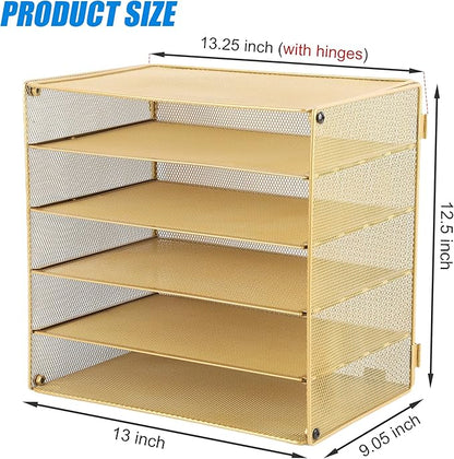 EASEPRES 5 Slot Mesh Desk Organizer Tray, File Paper Letter Folder Holder - Image 2