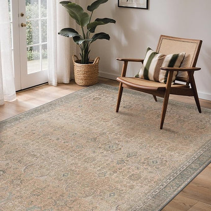 GENIMO 6x9 Area Rugs for Living Room, Machine Washable Non Slip Vintage Rugs by GENIMO