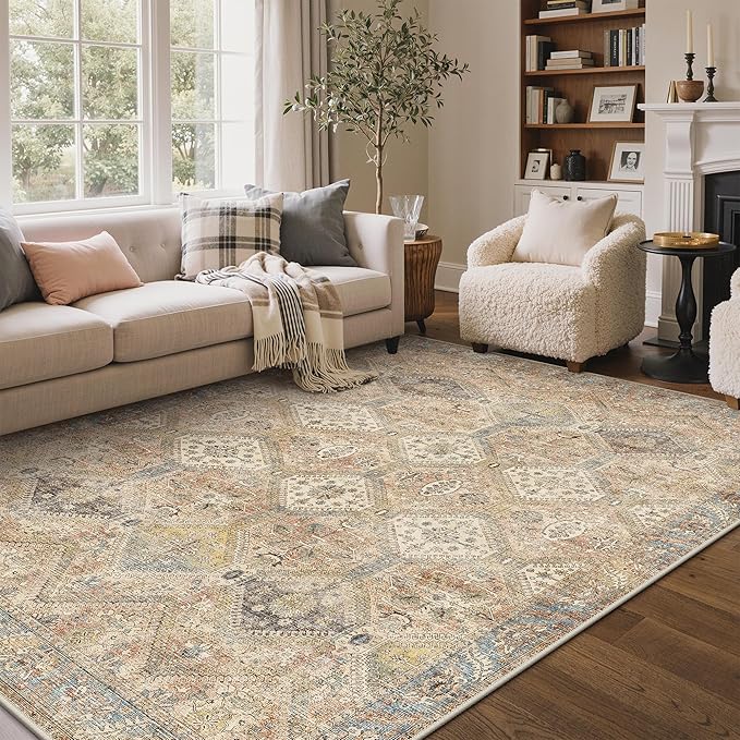 GENIMO 5x7 Area Rugs for Living Room, Machine Washable Non Slip Vintage Rugs - Image 3
