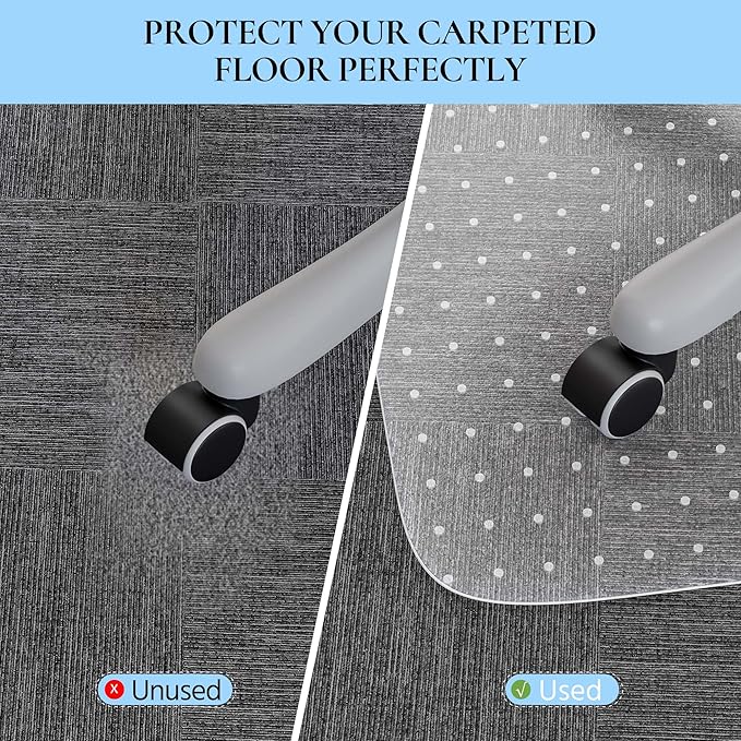 HOMEK Office Chair Mat for Low Pile Carpet, 48” x 36” Transparent Office Desk - Image 2