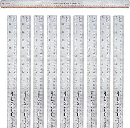 Breman Precision Metal Ruler 24 Inch Cork Back – 10 Pk Stainless Steel Straight by WAPortman