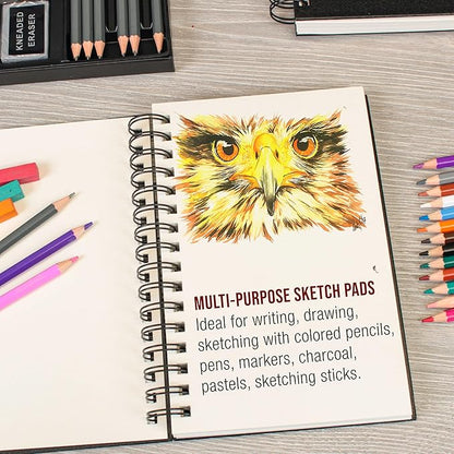 U.S. Art Supply 5.5" x 8.5" Premium Hardbound Sketch Book, 2 Pack, 80 Sheets - Image 5
