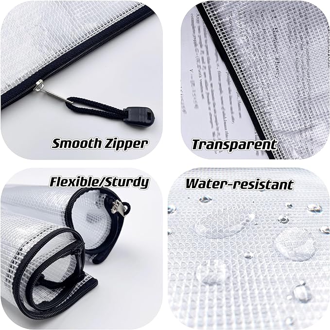 Oaimyy-18 PCS-6" x 8"-Mesh Zipper Pouch, Plastic Zip File Folders Puzzle Bags - Image 4