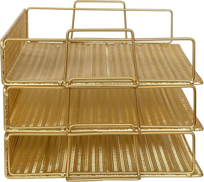 Martha Stewart Ryder 3 Tier Desk Letter Tray Organizer, Stackable Steel Mesh - Image 9