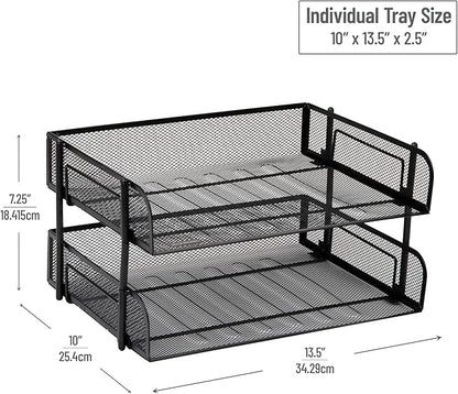 Mind Reader Stackable Paper Tray, Desktop Organizer, File Storage, Metal Mesh - Image 3