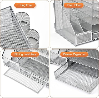 Marbrasse Desk Organizer with File Holder, 5-Tier Paper Letter Tray Organizer - Image 4