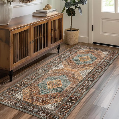 GENIMO 2x5 Runner Rugs for Hallway, Machine Washable Non Slip Vintage Retro Rugs by GENIMO