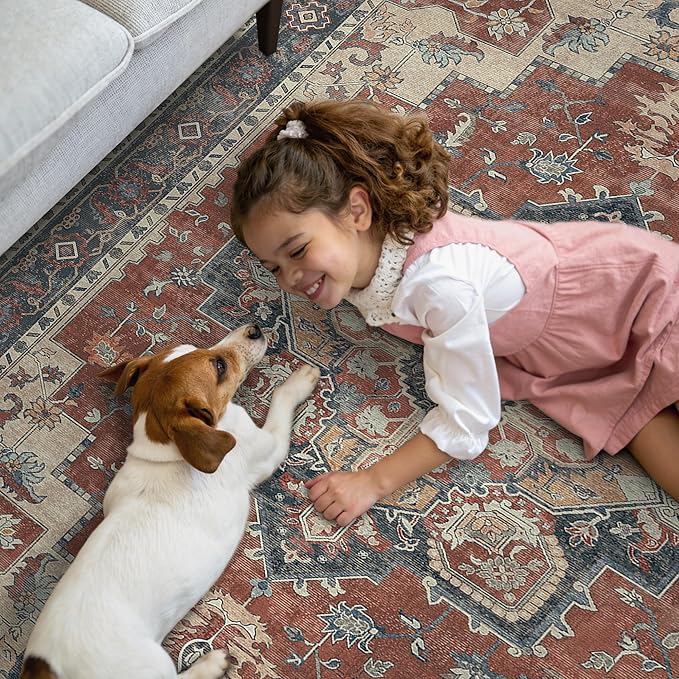 GENIMO 2'6''x8 Runner Rugs for Hallway, Machine Washable Non Slip Vintage Rugs - Image 7
