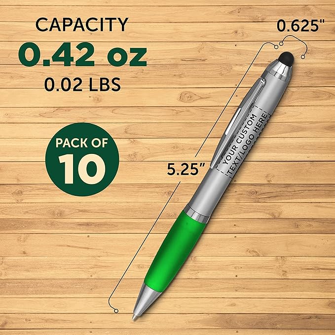 DISCOUNT PROMOS Custom Stylus Ballpoint Pens Set of 10, Personalized Bulk Pack - Image 5